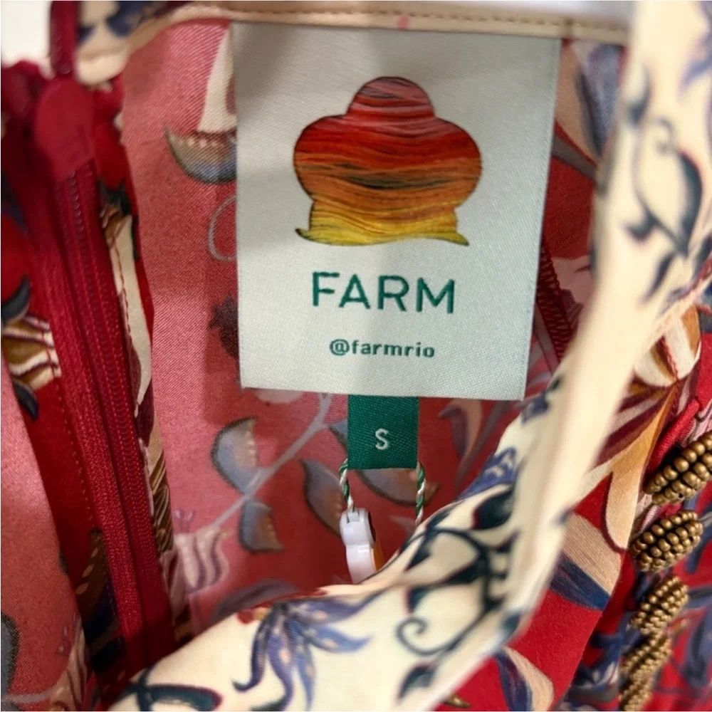 Farm Rio: Red Winter Breeze Lenzing Viscose Mini Dress - Picture 13 of 13